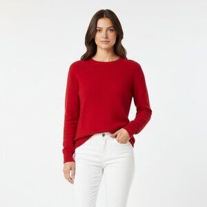Prive’ 100% Cashmere Red‎ Long Sleeve Crewneck Sweater S